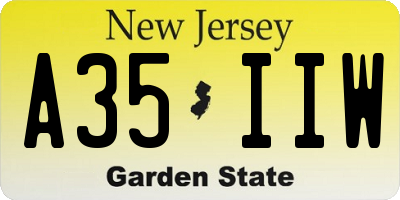 NJ license plate A35IIW