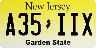 NJ license plate A35IIX