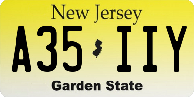 NJ license plate A35IIY