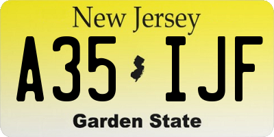 NJ license plate A35IJF