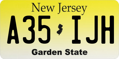 NJ license plate A35IJH