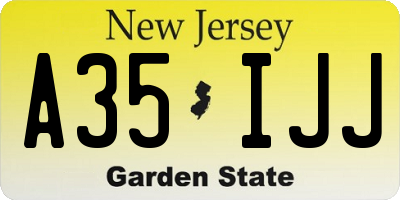 NJ license plate A35IJJ