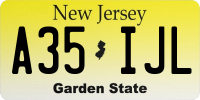 NJ license plate A35IJL