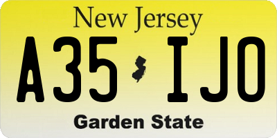NJ license plate A35IJO