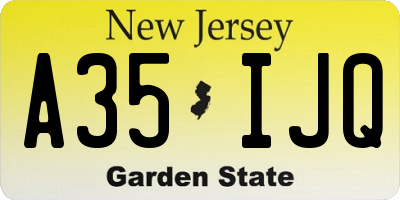 NJ license plate A35IJQ