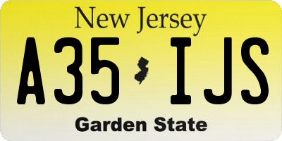 NJ license plate A35IJS