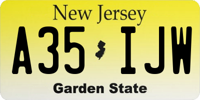 NJ license plate A35IJW