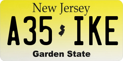 NJ license plate A35IKE