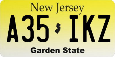 NJ license plate A35IKZ