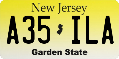 NJ license plate A35ILA