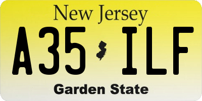 NJ license plate A35ILF