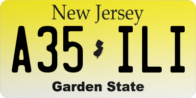 NJ license plate A35ILI