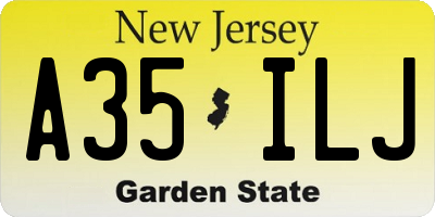 NJ license plate A35ILJ