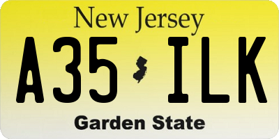 NJ license plate A35ILK