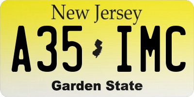 NJ license plate A35IMC