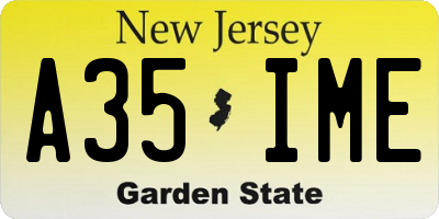 NJ license plate A35IME