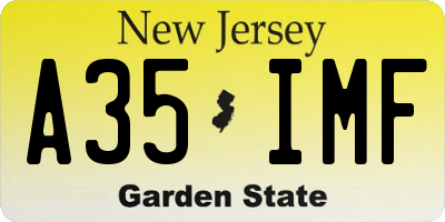NJ license plate A35IMF