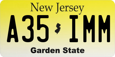 NJ license plate A35IMM
