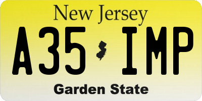 NJ license plate A35IMP