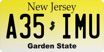 NJ license plate A35IMU