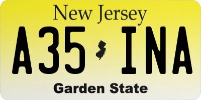 NJ license plate A35INA