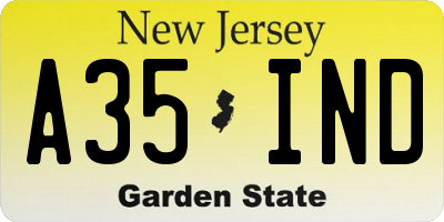 NJ license plate A35IND