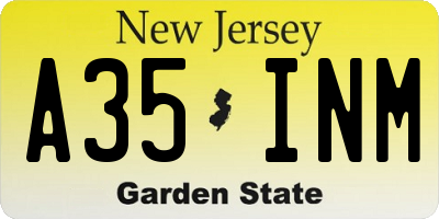 NJ license plate A35INM