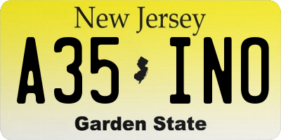 NJ license plate A35INO