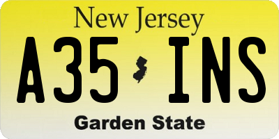 NJ license plate A35INS