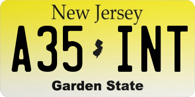 NJ license plate A35INT