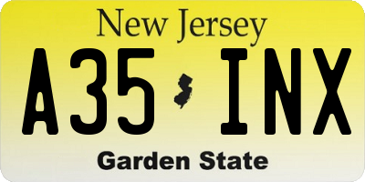 NJ license plate A35INX