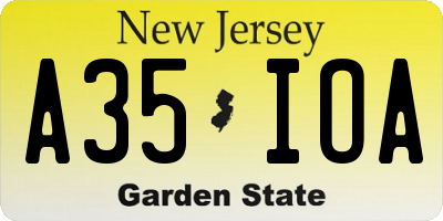 NJ license plate A35IOA