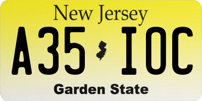 NJ license plate A35IOC