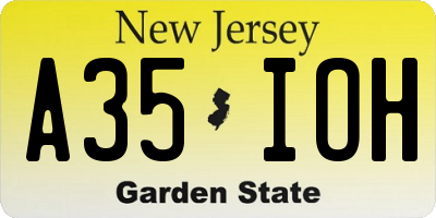 NJ license plate A35IOH