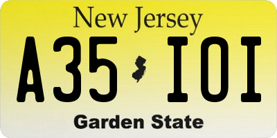 NJ license plate A35IOI