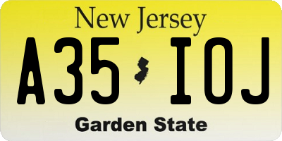 NJ license plate A35IOJ