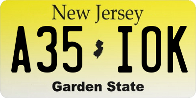 NJ license plate A35IOK