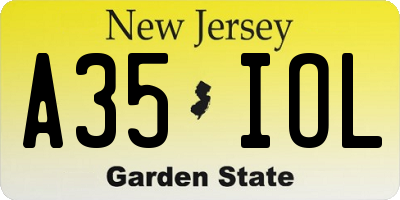 NJ license plate A35IOL