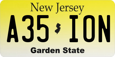 NJ license plate A35ION