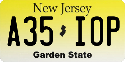 NJ license plate A35IOP
