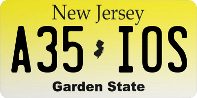 NJ license plate A35IOS