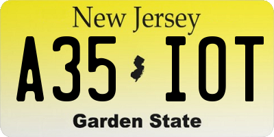 NJ license plate A35IOT