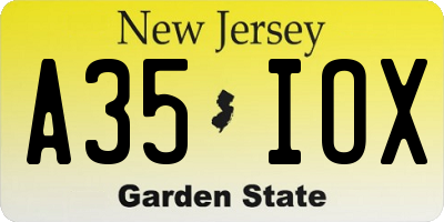 NJ license plate A35IOX