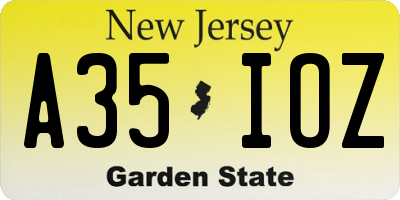 NJ license plate A35IOZ