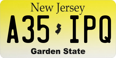 NJ license plate A35IPQ