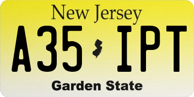 NJ license plate A35IPT