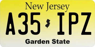 NJ license plate A35IPZ