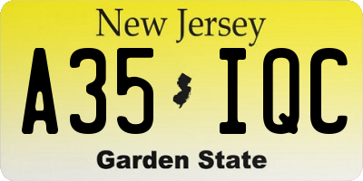 NJ license plate A35IQC