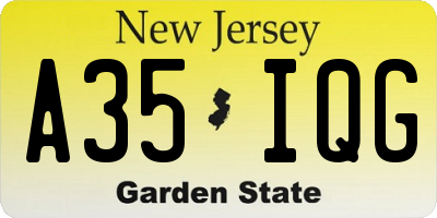 NJ license plate A35IQG