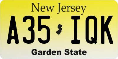 NJ license plate A35IQK